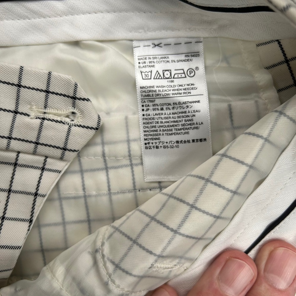 Banana Republic Sloan White Navy‎ Windowpane Check Slim Pants Womens 2 - Picture 8 of 10